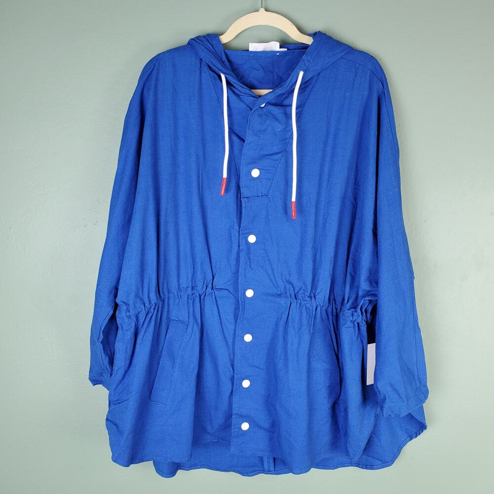 Katie Sturino Gemma Linen Cargo Blue Jacket Size Medium Stitch Fix
